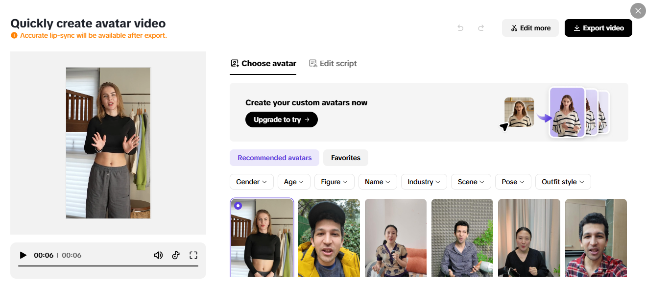 AI-powered avatar video creation for eCommerce business, featuring custom avatars and automated content tools.